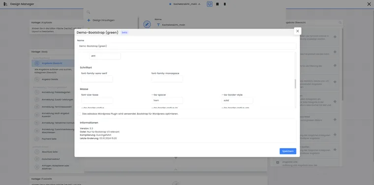 Bootstrap-Style mit den Schriftfamilien für serifenlose und nichtproportionale Schriften