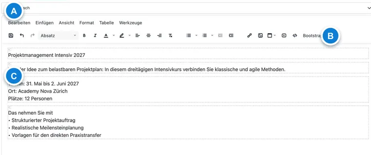 Beschreibungstexte in Angebot und Kategorie
