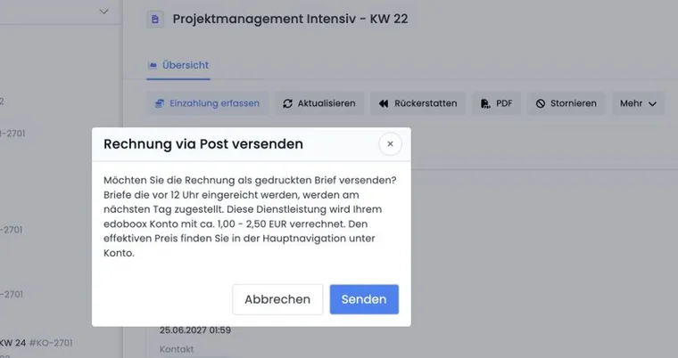 Briefversand der Rechnung