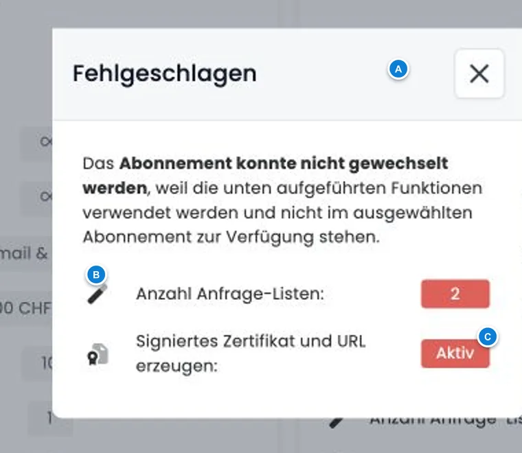 Sperrgründe für den Paketwechsel
