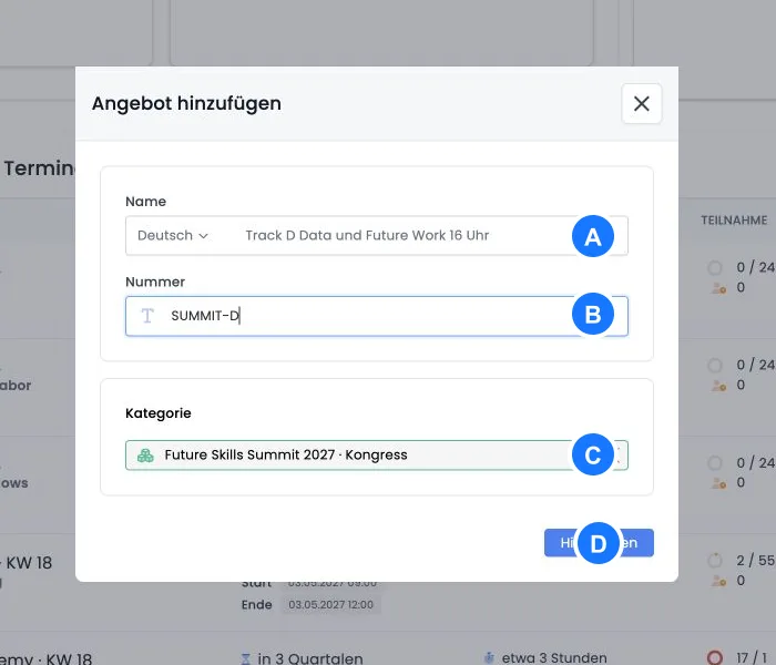 Multiangebot mit Haupt- und Unterangeboten