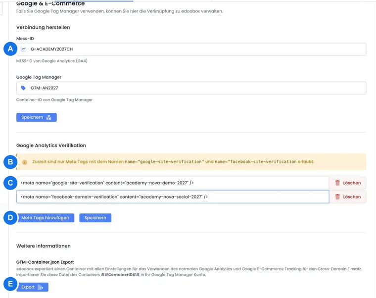 Globale Website- und Subdomain-Einstellung