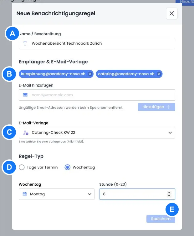 Ortsbezogene E-Mail-Benachrichtigungen einrichten