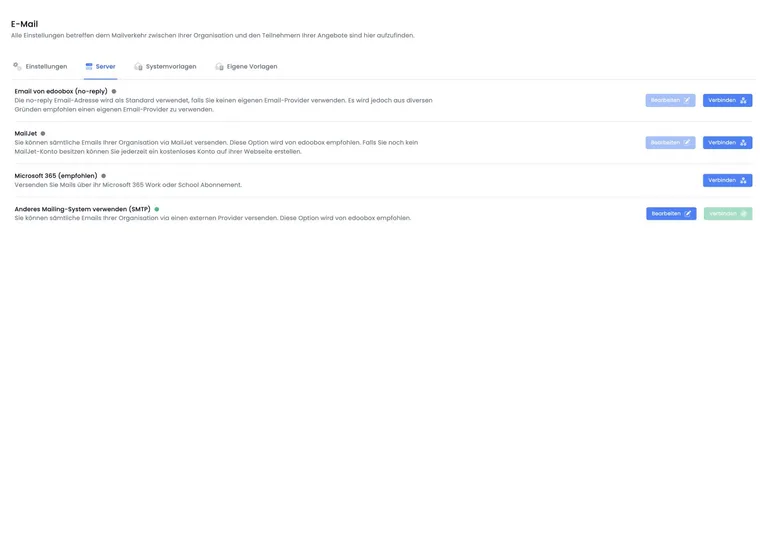 SMTP-Verbindung in edoobox V2