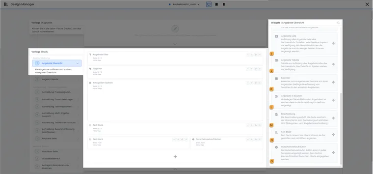 Further offer overview widgets with labels I to O
