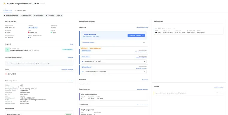 The booking process for participants