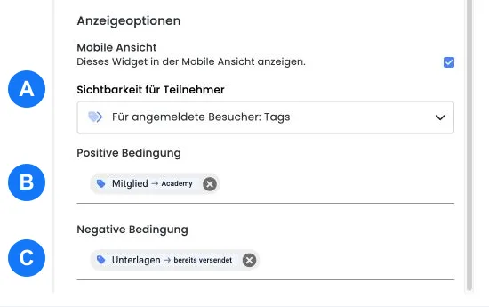 Person-specific widget visibility