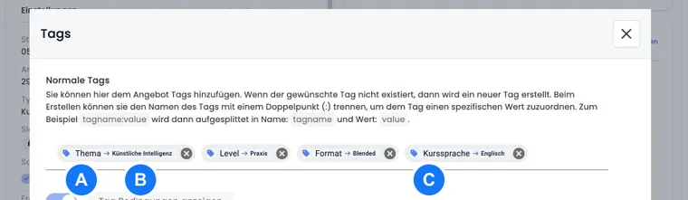 Tag with a value in the current interface