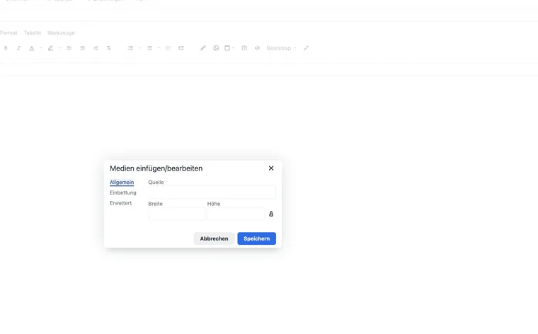 Media tool in the V2 description editor