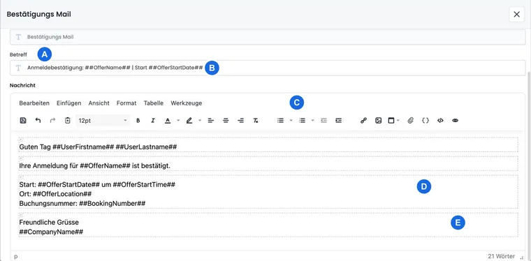 Modifier les modèles d’e-mail dans edoobox