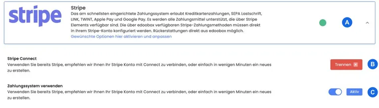 Stripe Connect, moyens de paiement pris en charge et état d’activation