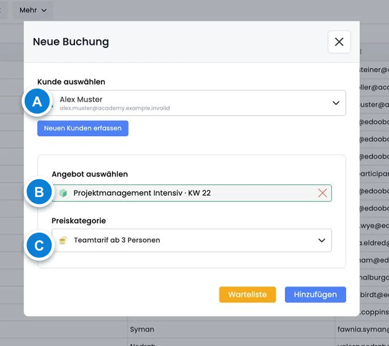 Nouvelle réservation administrative dans edoobox V2