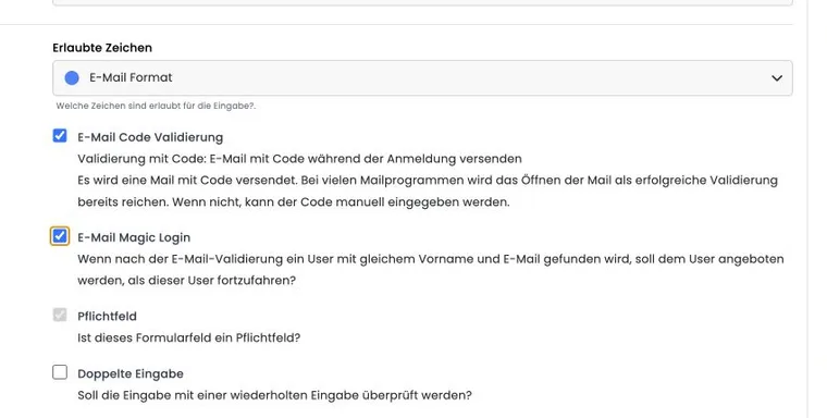 Validation par code e-mail et Magic Login dans le Design Manager
